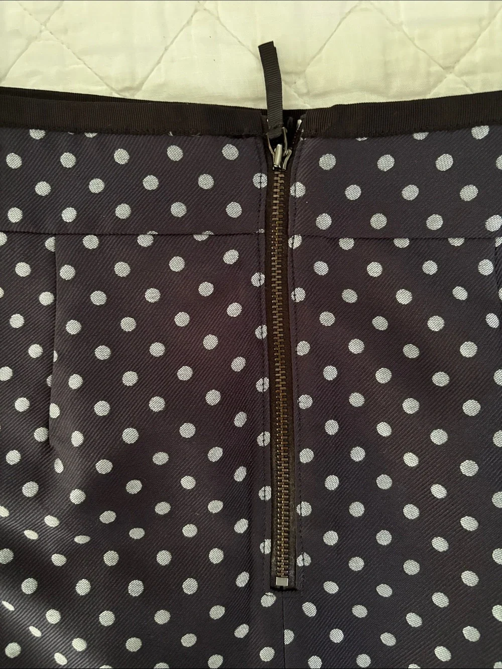 Ann Taylor Navy Pencil Skirt with Silver Polka Dots